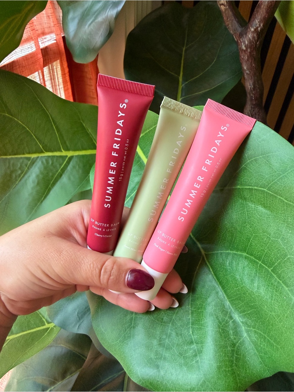 Summer Fridays Lip Butter Balm Trio — Red, Green, Pink